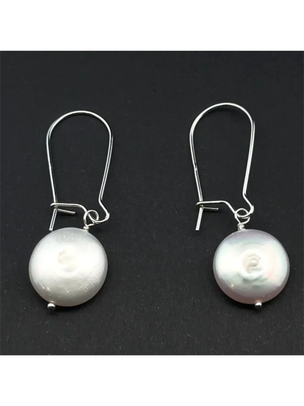 925 Sterling Silver Earrings Kidney EarWire Freshwater Coin Interchangeable Modu - Picture 3 of 6